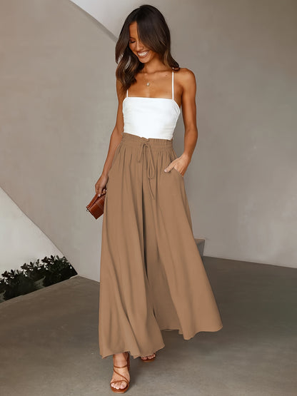 Casual Wide Leg Drawstring Pants – Long Length