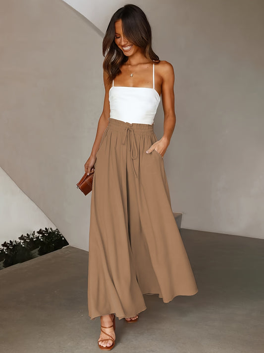 Casual Wide Leg Drawstring Pants – Long Length