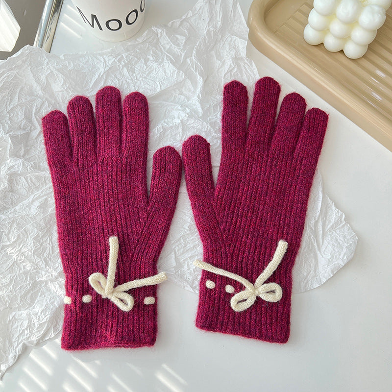 Bow Knit Warm Winter Gloves