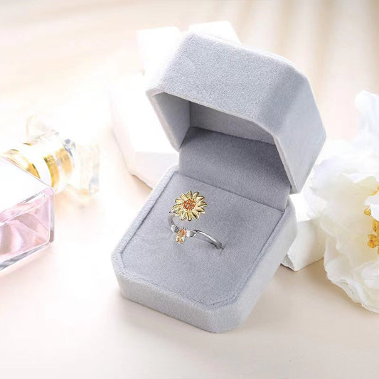 925 Silver Adjustable Floral Ring – INS Style