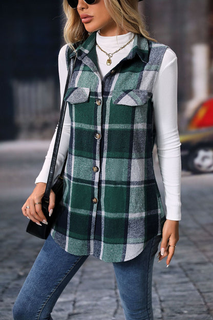 Plaid Sleeveless Vest Loose Casual Layering