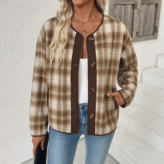 Casual Plaid Jacket Stylish Plaid