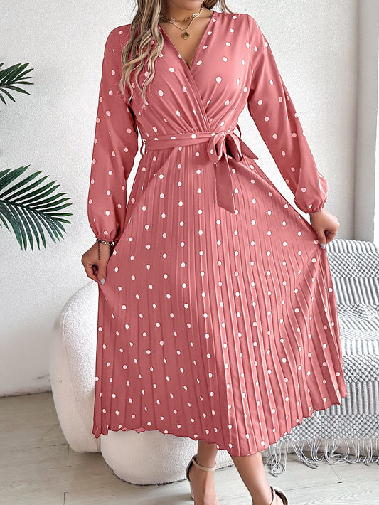High-Waist Pleated Dot Skirt – Trendy Street Fashion