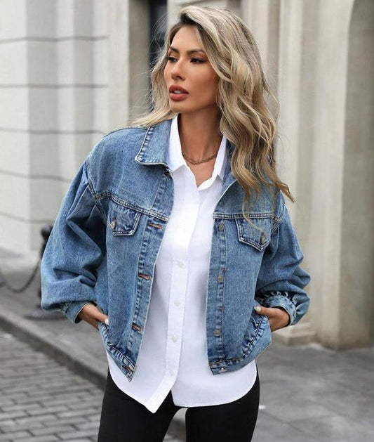 Embossed Denim Jacket Fashion Long Sleeve