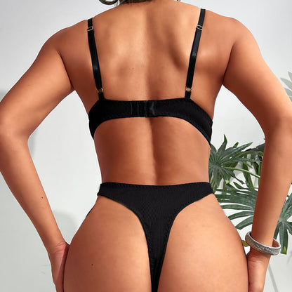 Backless Bodysuit Metal Chain Strap One-Piece