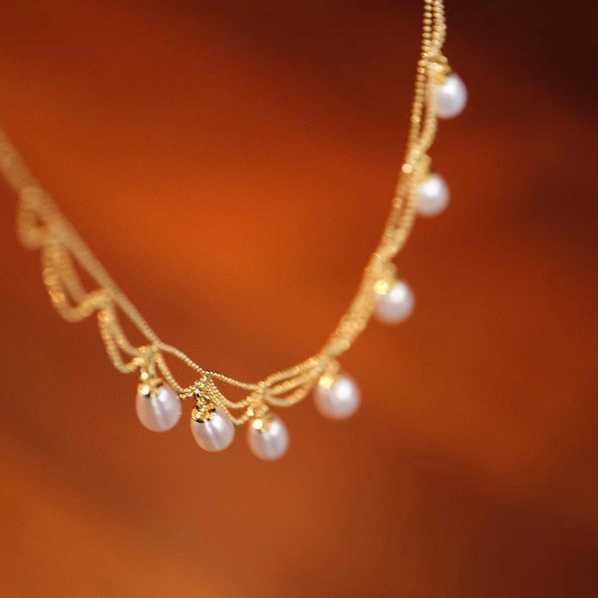 Handmade Freshwater Pearl Lace Necklace