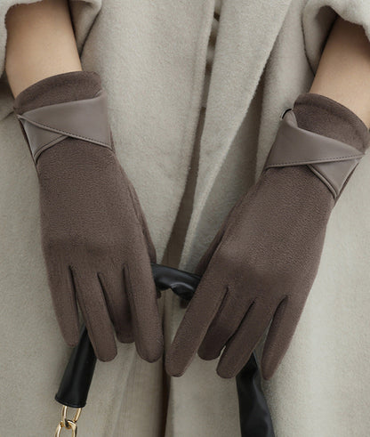 Fleece-Lined Bow Winter Gloves