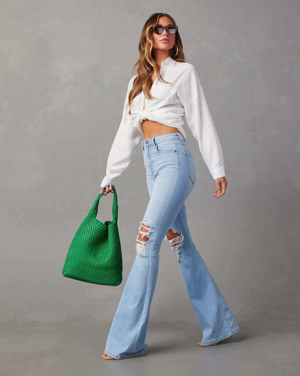 Light Blue High-Waist Denim Trousers