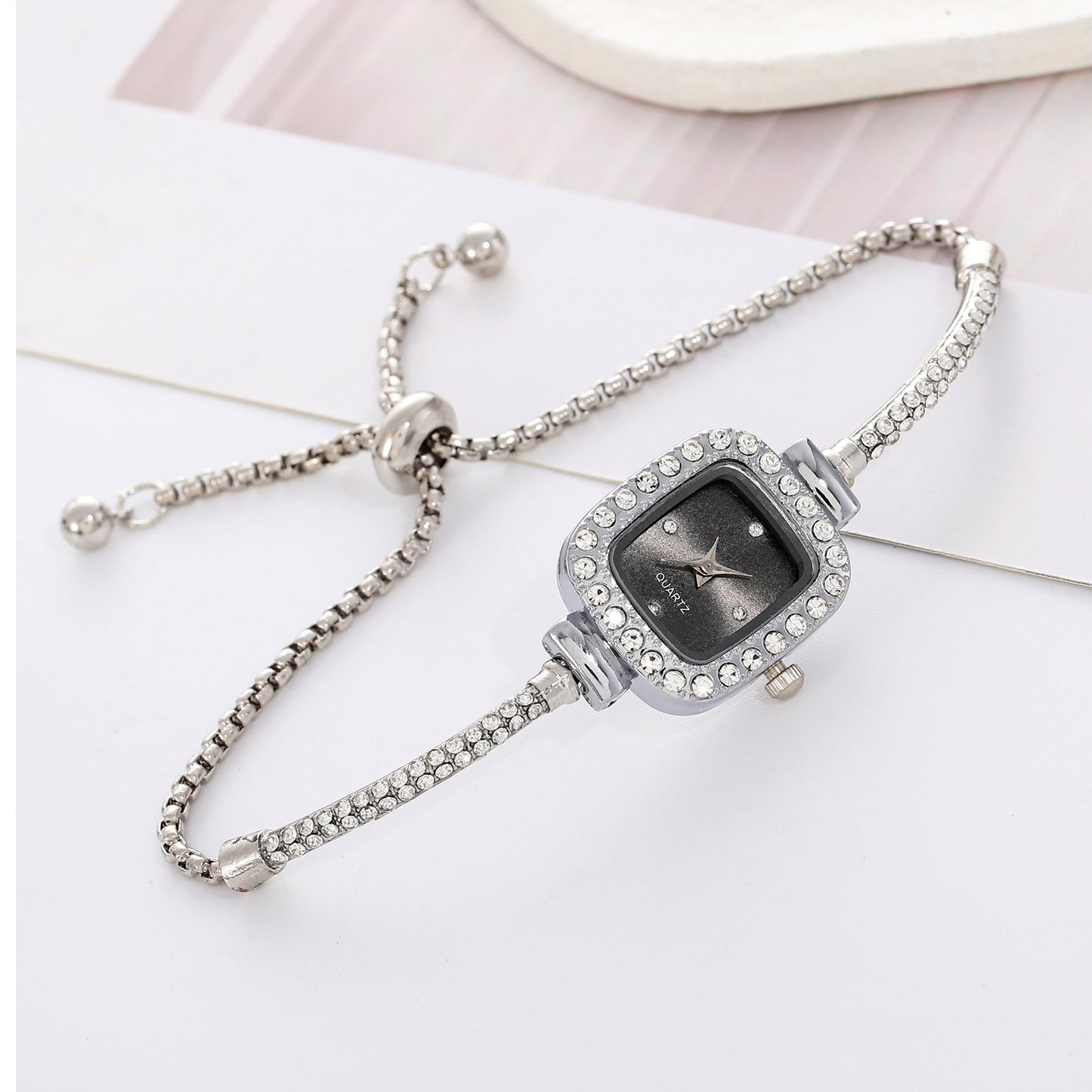 Diamond Square Watch Elegant Wristwatch