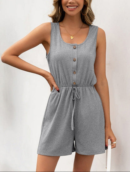 Pullover Sleeveless Tank Top with Shorts Two-Piece Set