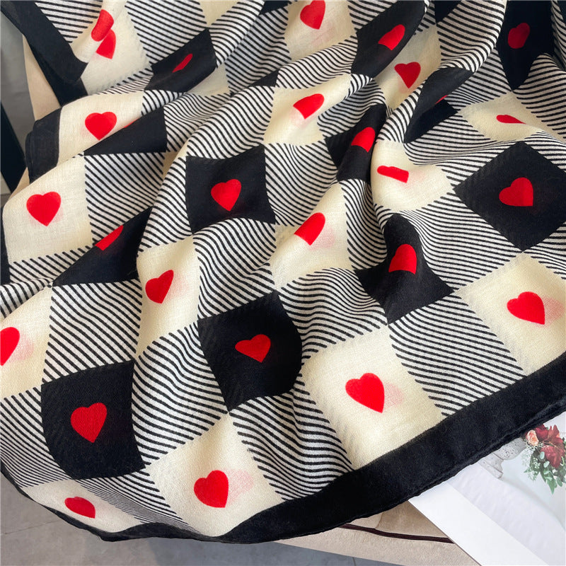 Chessboard Plaid Scarf High-Grade Cotton Linen Shawl