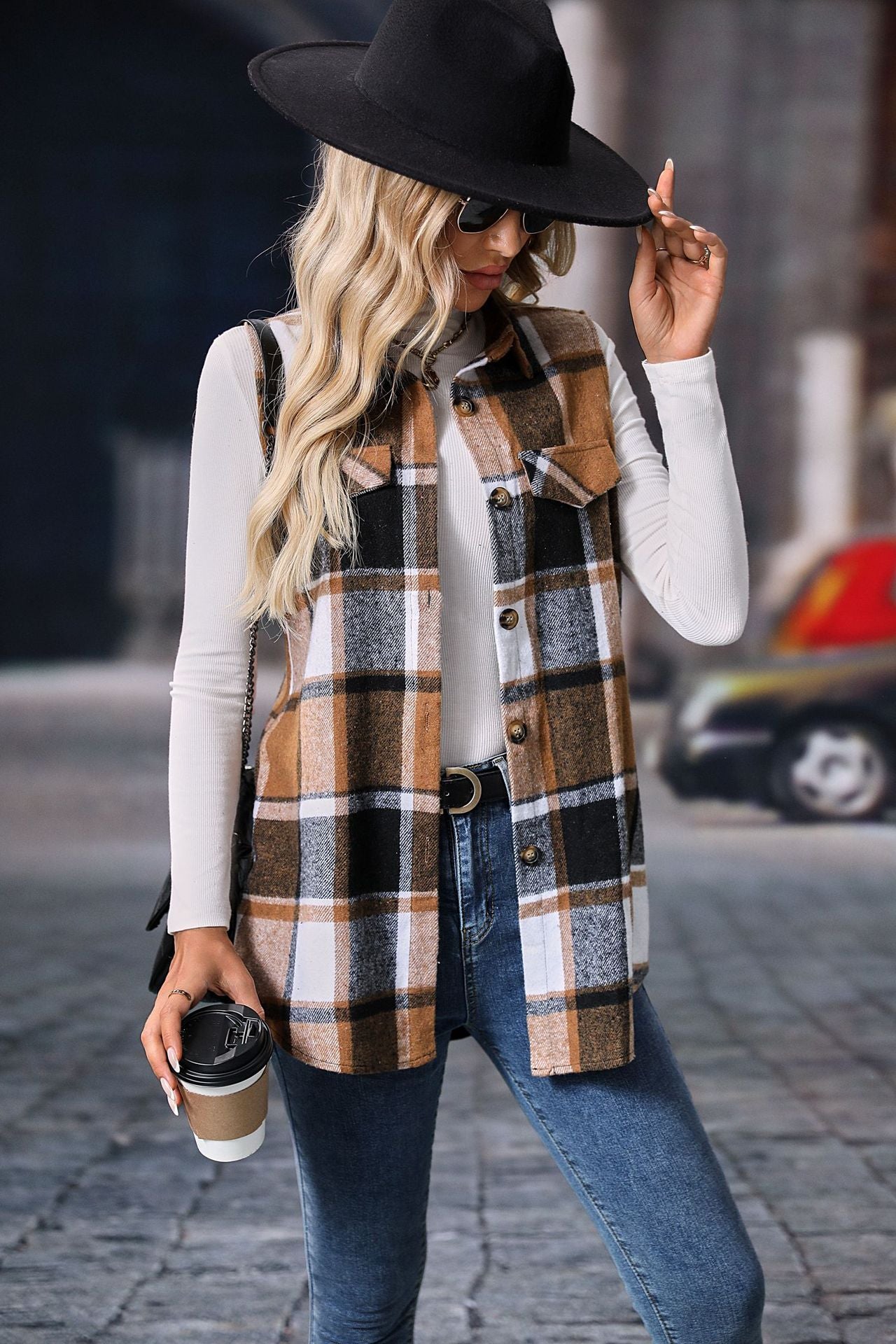 Plaid Sleeveless Vest Loose Casual Layering