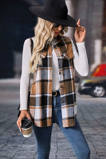 Plaid Sleeveless Vest Loose Casual Layering