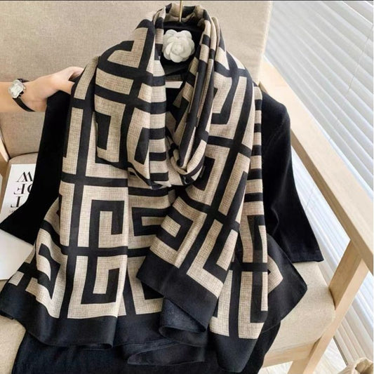 Printed Cotton And Linen Scarf