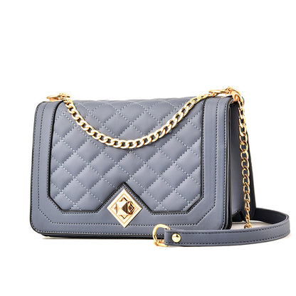 Small PU Motorcycle Shell Bag – Embroidered Handbag with Chain Stra"
