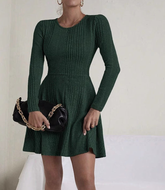 Elegant Ribbed Knit Dress Casual