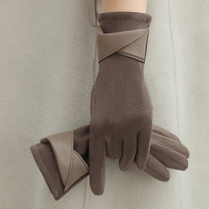 Fleece-Lined Bow Winter Gloves