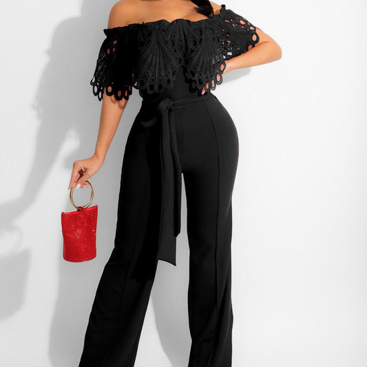 Ruffled Belt Slim Fit Jumpsuit