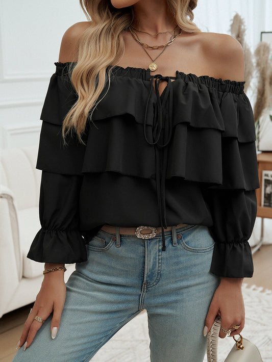 Pullover Off-shoulder Sleeves Top Loose Shoulder Top