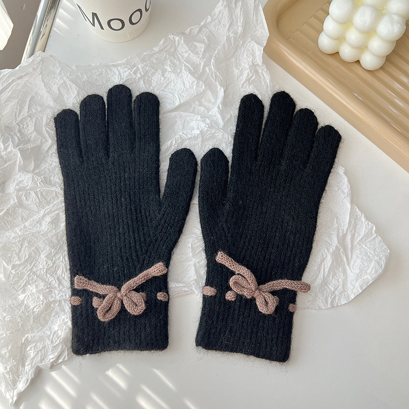 Bow Knit Warm Winter Gloves