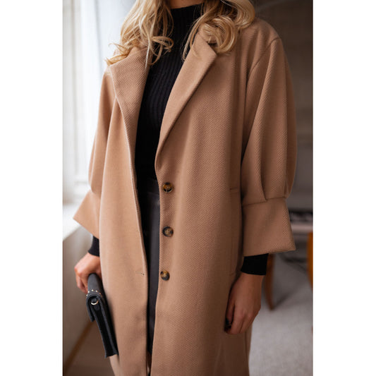 Three-quarter Sleeves Suit Collar Woolen Coat Coat