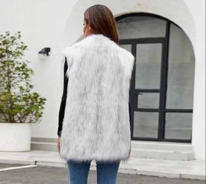 Fur Vest European & American Style Suit Collar Sleeveless Jacket