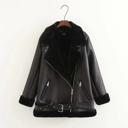 Trendy Leather Jacket with Belt Stylish
