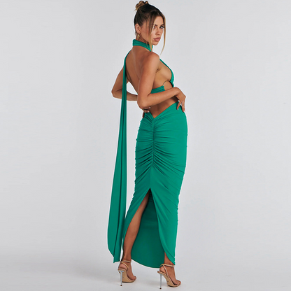 Backless Tube Top & Pleated Skirt Set Two-Piece
