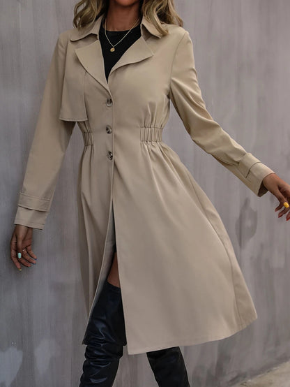 Long Waist Cotton Jacket Long Sleeve Trench Coat