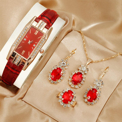 Leather Strap Quartz Watch Set