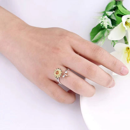 925 Silver Adjustable Floral Ring – INS Style