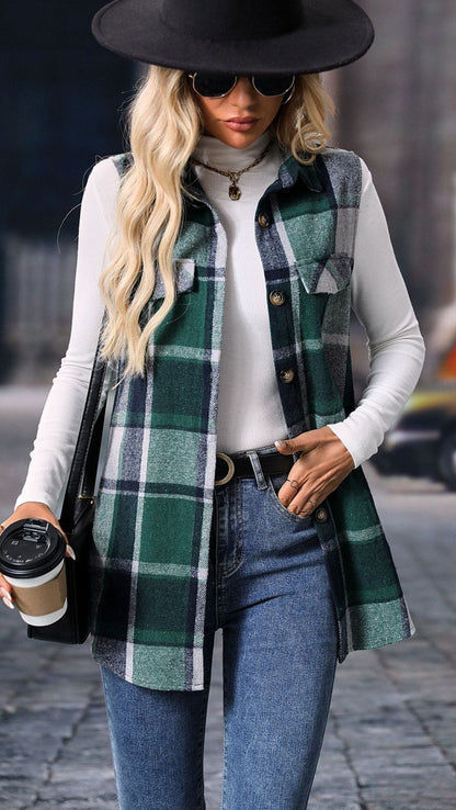 Plaid Sleeveless Vest Loose Casual Layering