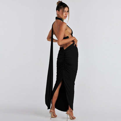 Backless Tube Top & Pleated Skirt Set Two-Piece