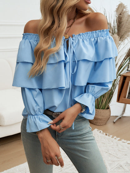 Pullover Off-shoulder Sleeves Top Loose Shoulder Top