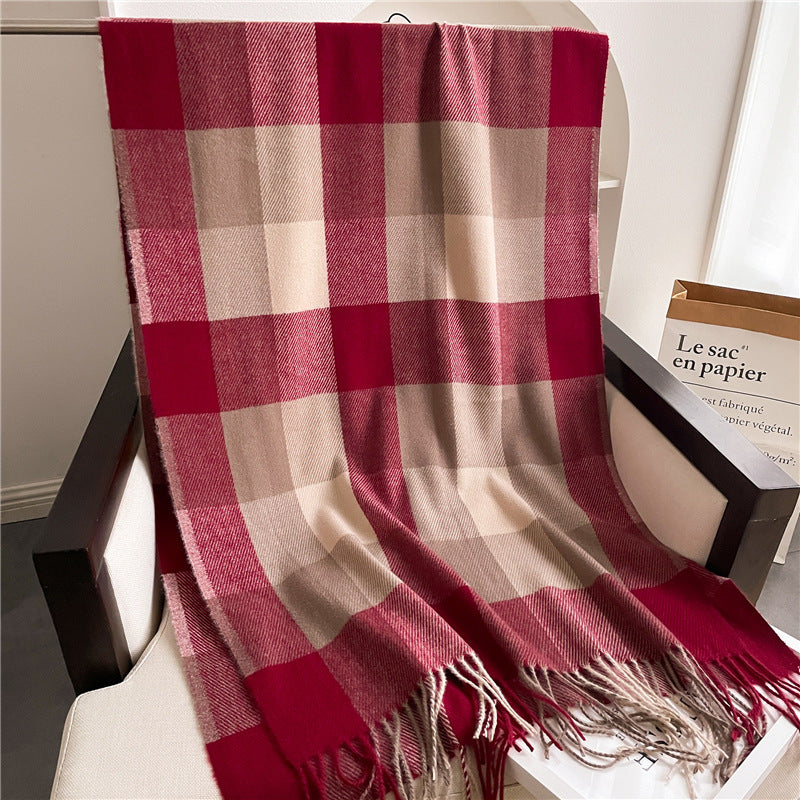 Thickened Warm Plaid Scarf Cozy Winter