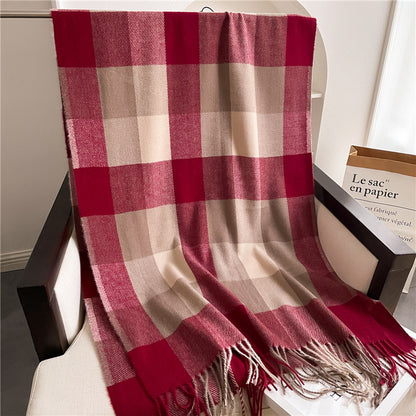 Thickened Warm Plaid Scarf Cozy Winter