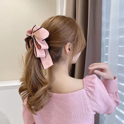 Clip Hair Ornament with Ribbon Bow