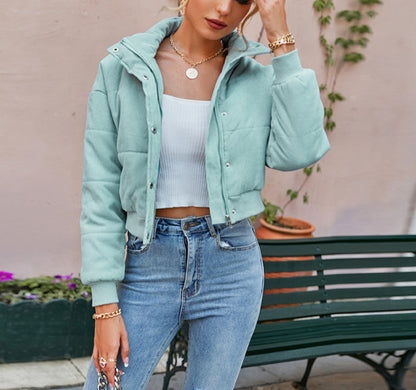 Green-Gray Cotton Jacket Warm Fashion Short