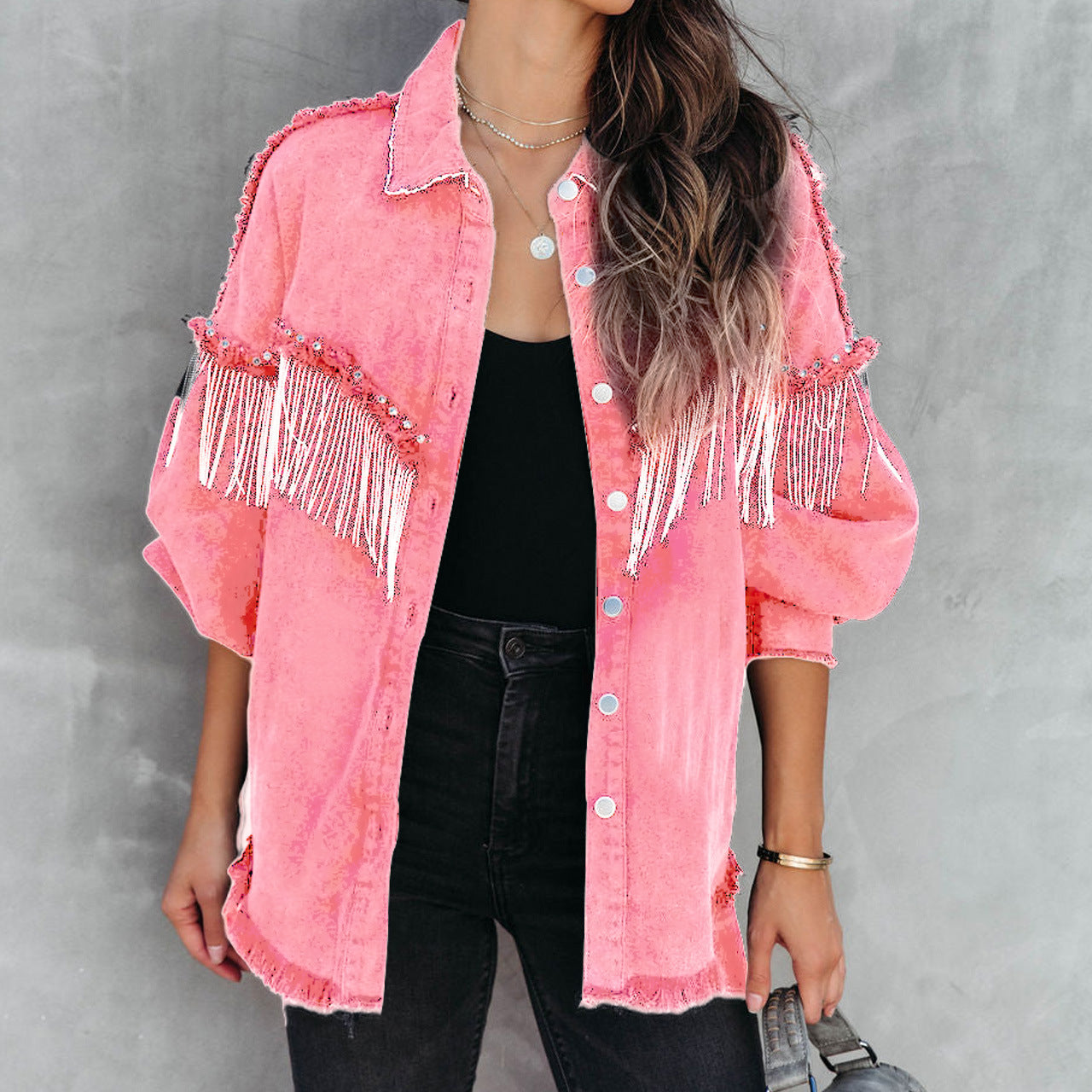 Heavy Chain Rivet Jacket Street Single-Breasted