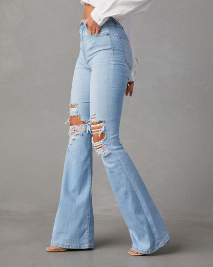 Light Blue High-Waist Denim Trousers