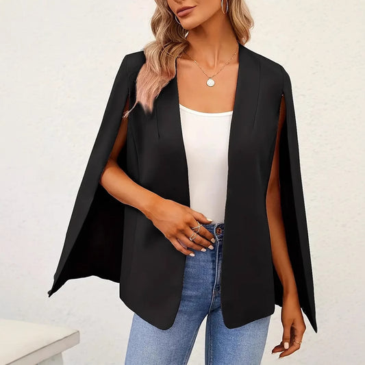 Solid Cloak Cardigan Front Cape Sleeve Small Suit Jacket