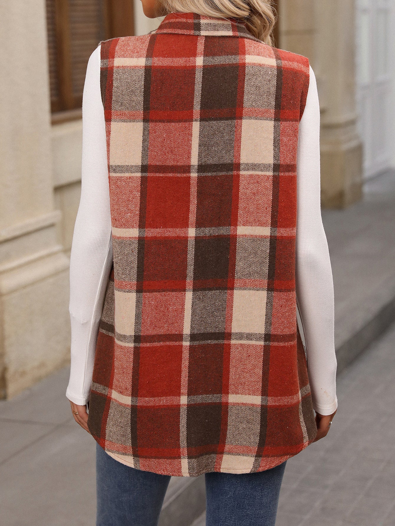 Plaid Sleeveless Vest Loose Casual Layering