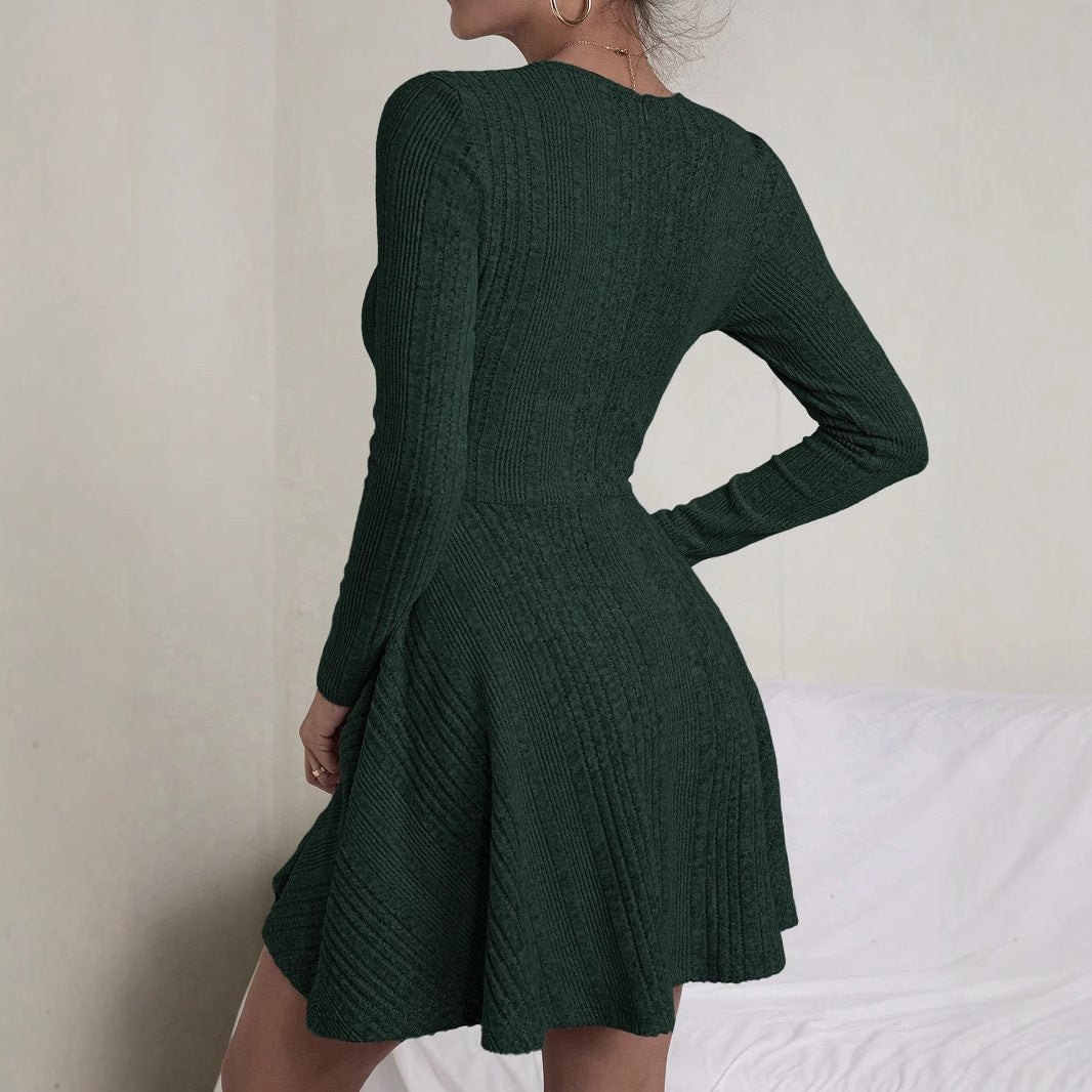 Elegant Ribbed Knit Dress Casual