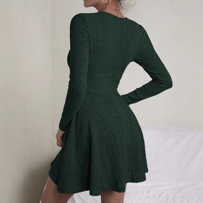 Elegant Ribbed Knit Dress Casual