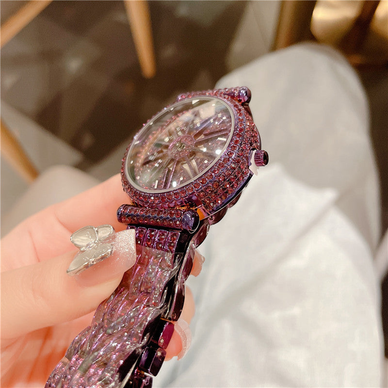 Diamond Waterproof Rotation Watch Luxury Quartz Wristwatch