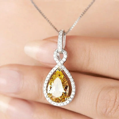 Brilliant Yellow Crystal Necklace Luxury Pendant