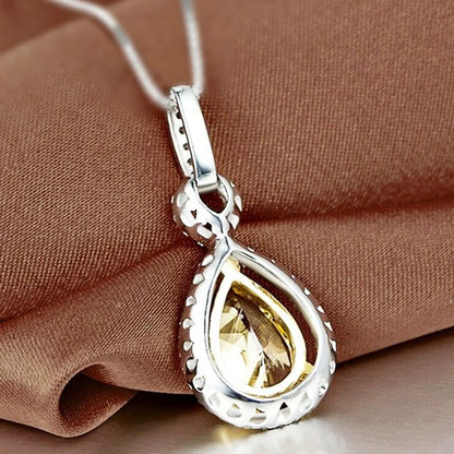 Brilliant Yellow Crystal Necklace Luxury Pendant
