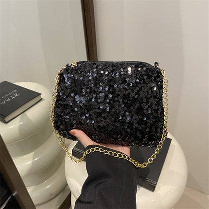 Contrast Color Sequined Underarm Bag  Versatile Shoulder Purse