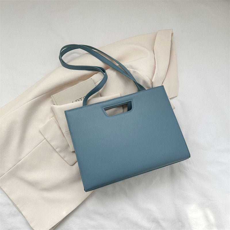 Solid Color Crossbody Retro Tote Bag