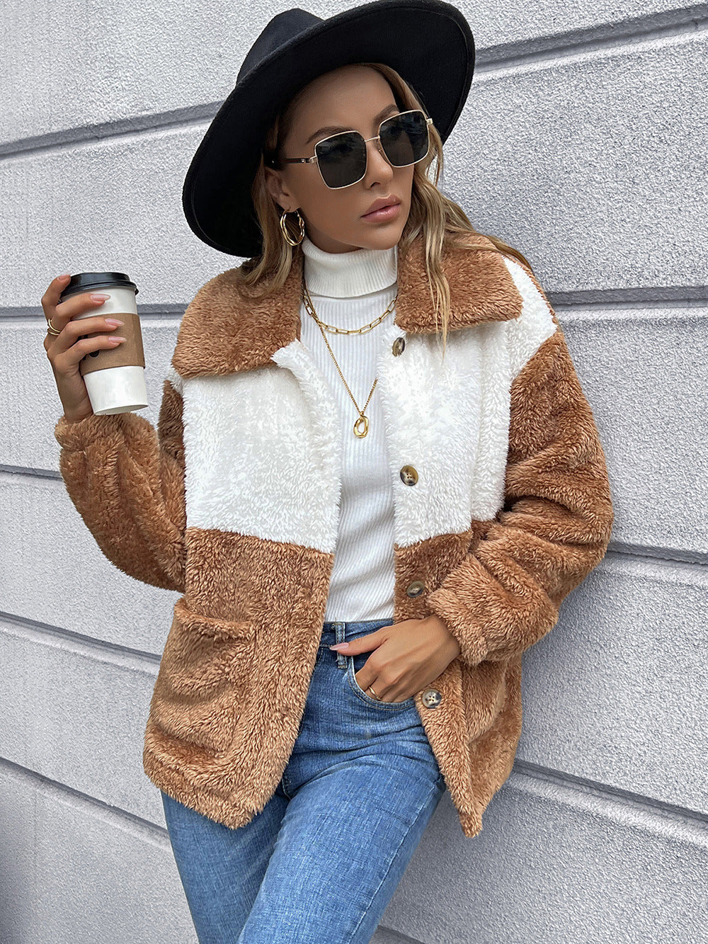 European And American Double Sided Plush Short Jacket